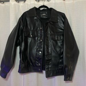 Zara oversized leather jacket